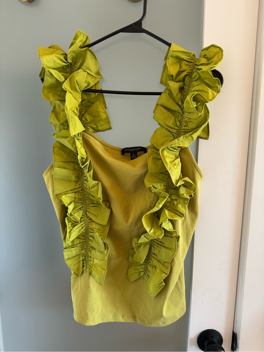 Marc New York Chartreuse Ruffle Tank Top Size XL - Picture 2 of 3